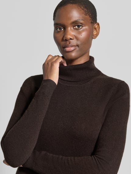 Christian Berg Woman Regular Fit Rollkragenpullover aus reinem Kaschmir Schoko 3