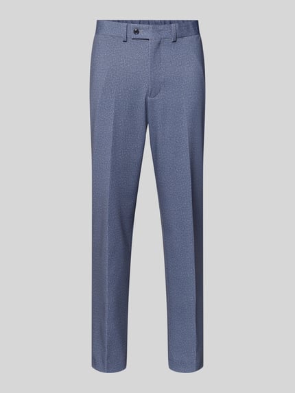 Produktfoto, Stoffhose mit Gesäßtaschen von Christian Berg Men in Blau, gerader Schnitt, Bundfalten, feine Textur, klassische Vorderansicht