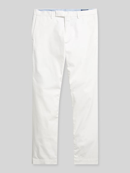 Productfoto, Slim Fit Chino aus Baumwoll-Mix van Polo Ralph Lauren, uni wit, regular lengte, 5-pocket, label, katoenmix