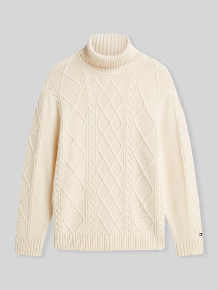Tommy Hilfiger Regular Fit Rollkragenpullover aus Woll-Kaschmir-Mix Ecru 2