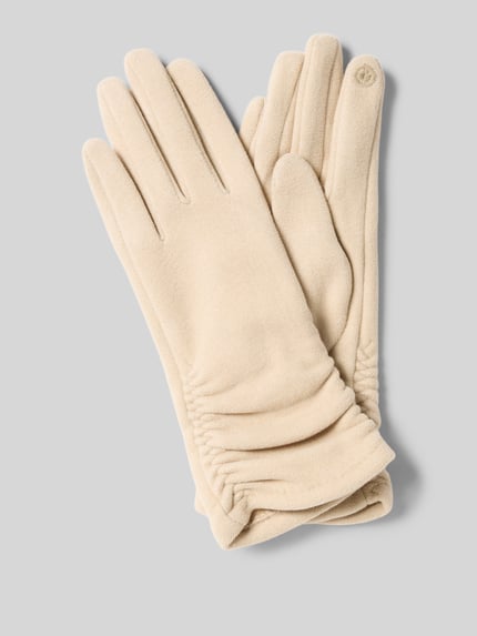 EEM Handschuhe mit Raffungen Beige 1