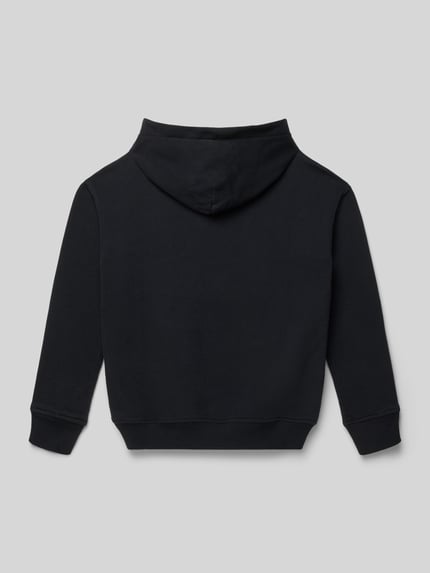 Productfoto, Hoodie met Label-Stitching en kangoeroezak van Abercrombie&Fitch, katoenmix, regular fit, effen zwart design