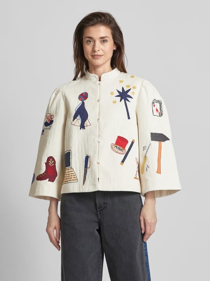 STELLA NOVA Blazer mit Motiv-Stitching Modell 'Polina' Offwhite 4