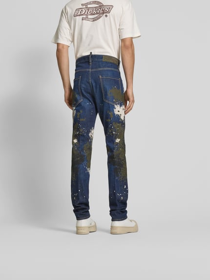 Dsquared2 Jeansy Slim Fit z detalem z logo Granatowy 5