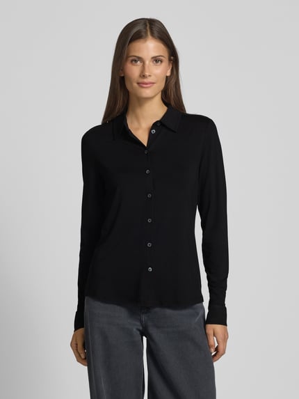 Marc O'Polo Overhemdblouse van viscosemix met platte kraag Zwart - 4