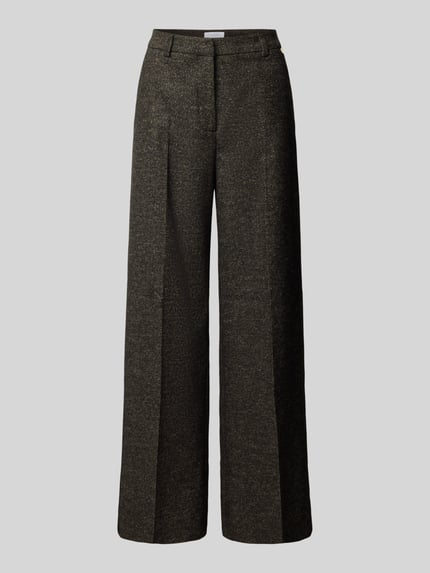 Produktfoto, Cropped Wide Leg Hose mit Bügelfalten von Rich & Royal, materiał z domieszką wełny, szerokość w rozmiarze S: 39 cm, długość nogawki od wewnątrz w rozmiarze S: 81 cm, tkanina strukturalna, odcień ciemny, szerokie nogawki, wyraźne kanty