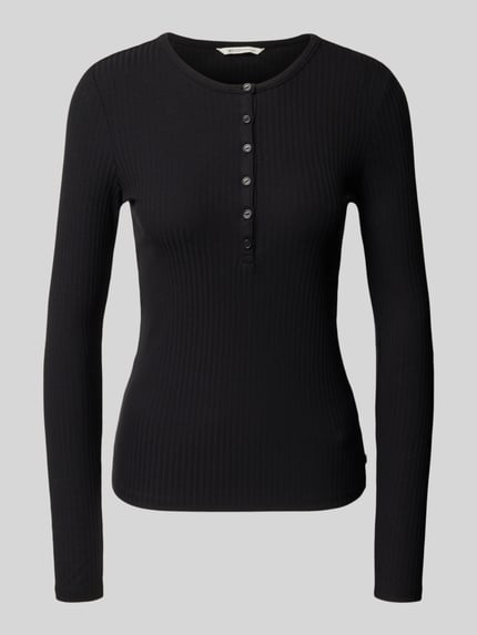 Tom Tailor Denim Slim fit shirt met lange mouwen van viscosemix
 Zwart - 2