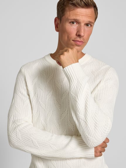 Christian Berg Men Gebreide pullover met kasjmiergehalte Offwhite - 3
