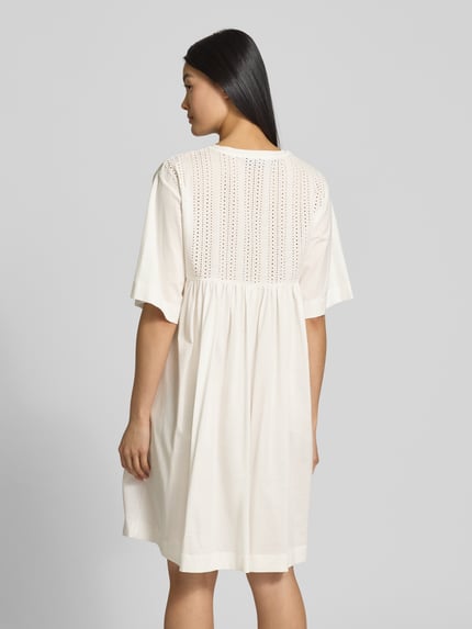 Weekend Max Mara Knielanges Kleid mit Lochstickerei Modell 'MORETTO' Weiss 5