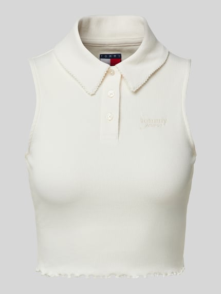 Tommy Jeans Korte top in riblook Offwhite - 2
