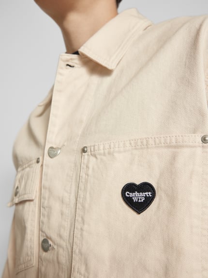 Carhartt Work In Progress Jeansjack met opgestikte zakken, model 'DREWE CHORE' Offwhite - 3