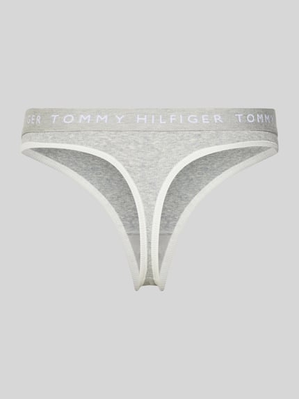 Produktfoto, String aus katoenmix van TOMMY HILFIGER in tweekleurige look met labelpatch, elastische band met logo, fijnrib materiaalverwerking