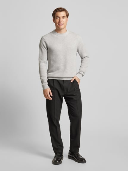 Selected Regular fit gebreide pullover van puur katoen model 'DANE' Lichtgrijs gemêleerd - 1