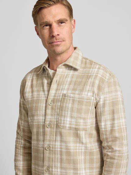 MCNEAL Relaxed Fit Freizeithemd aus Flanell mit Kentkragen Mud 3