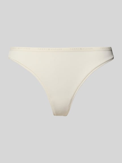 Produktfoto, String aus Baumwoll-Mix von TOMMY HILFIGER in Optik: Unifarben mit Label-Schriftzug, Bundabschluss: elastisch, Material: Baumwoll-Mix