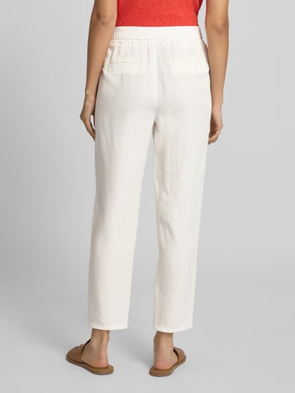 Marc Cain Tapered Fit Stoffhose aus Viskose-Leinen-Mix Weiss 5