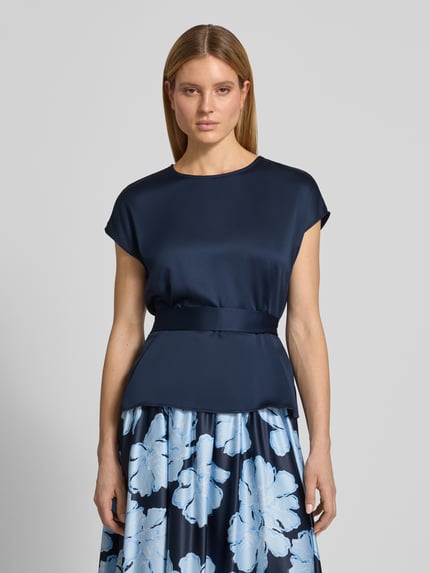 Christian Berg Cocktail Blouseshirt met ronde hals en strikceintuur Donkerblauw - 4