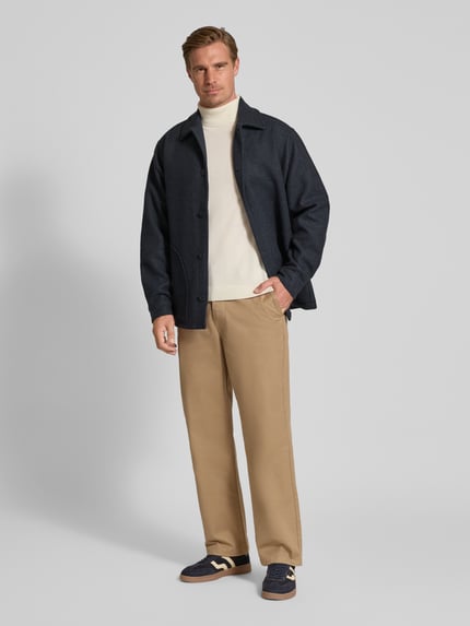 Forét Overshirt van wolmix met platte kraag en knoopsluiting Donkergrijs - 1