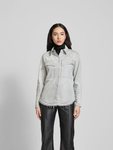 Closed Bluzka koszulowa z tkaniny stylizowanej na denim Jasnoszary 4