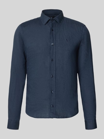 JOOP! COLLECTION Causal fit linnen overhemd met kentkraag model 'Mike' Marineblauw - 2