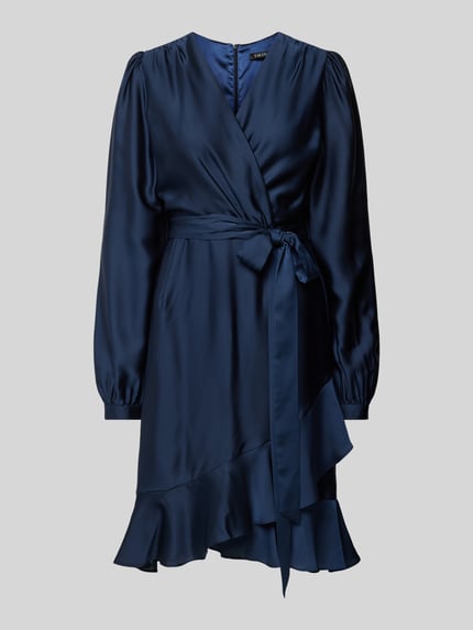 SWING Knielanges Cocktailkleid in Wickel-Optik Dunkelblau 2