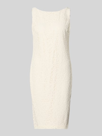 Produktfoto, Enganliegendes Cocktailkleid aus Viskose-Mix mit Baumwoll-Anteil von Lauren Ralph Lauren in creme, florale Spitze, feine Textur. Damen Cocktailkleid