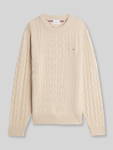 Tommy Hilfiger Sweter o kroju regular fit z czystej wełny owczej Złamany biały 2