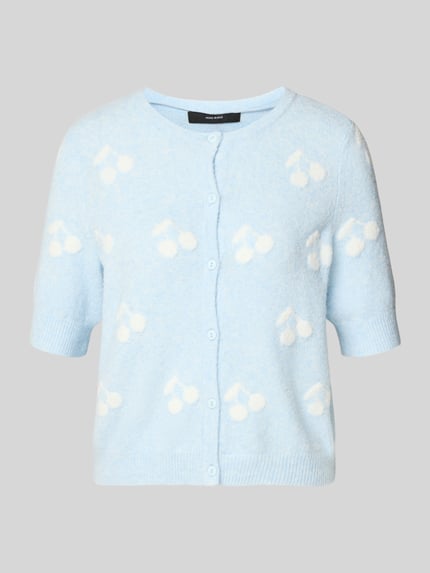 VERO MODA Slim Fit Strickjacke mit Intarsien Modell 'DOFFY INTARSIA' Hellblau 2