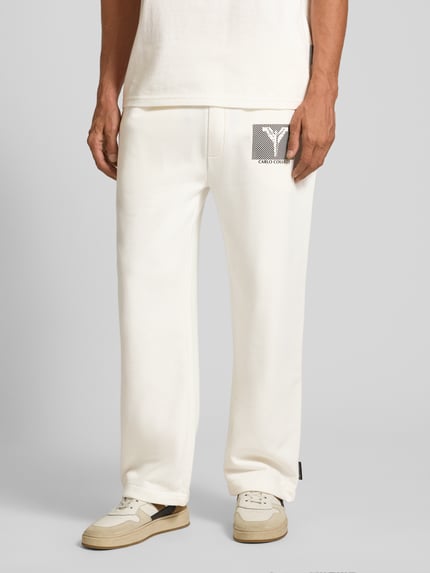 Carlo Colucci Wide Fit Sweatpants mit Logo-Print Offwhite 4