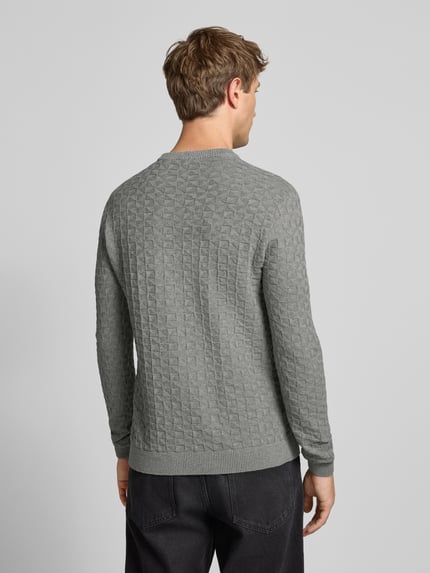 ONLY & SONS Regular Fit Strickpullover mit Strukturmuster Modell 'KALLE' Hellgrau 5