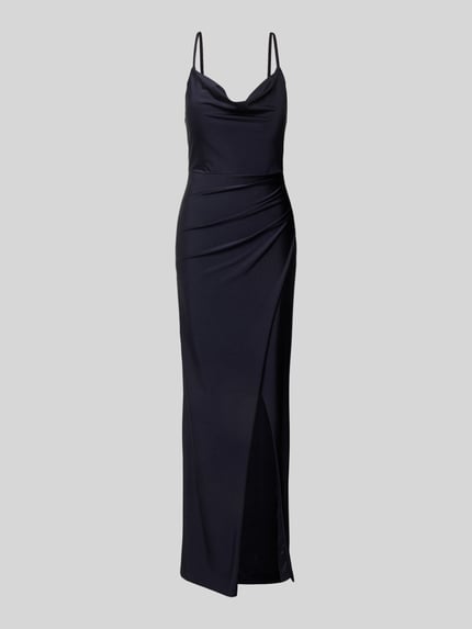 VM by Vera Mont Avondjurk met cascadehals Marineblauw - 2