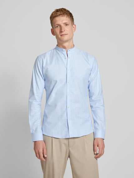 Lindbergh Koszula casualowa o kroju slim fit ze stójką model ‘Oxford’ Jasnoniebieski 4