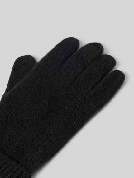 Christian Berg Woman Handschuhe aus reinem Kaschmir mit gerippten Abschlüssen Black 3
