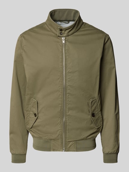 Produktfoto, Jacke mit Stehkragen und Pattentaschen von Christian Berg Men, Mix van katoen en elastaan, regular fit, ritssluiting, olijfgroen