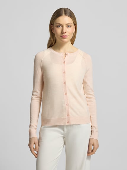 BOSS Regular Fit Strickjacke aus reiner Schurwolle Modell 'FONAMI' Hellrosa Melange 4