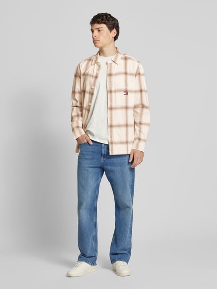 Tommy Jeans Koszula casualowa o pudełkowym kroju ze wzorem w kratę Złamany biały 1