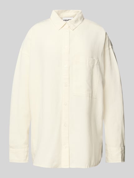 REVIEW Regular fit overhemdblouse met linnen Offwhite - 2