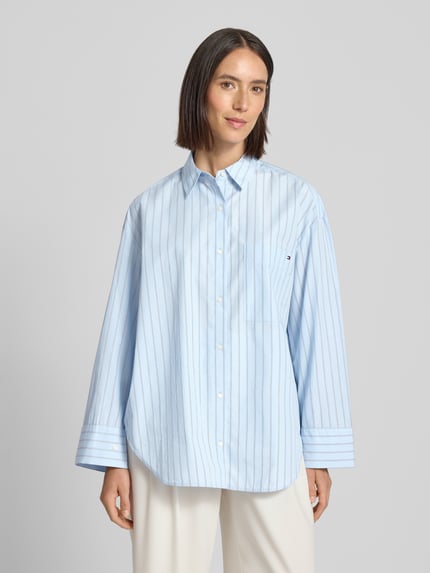 Tommy Hilfiger Oversized Hemdbluse aus reiner Baumwolle Hellblau 4