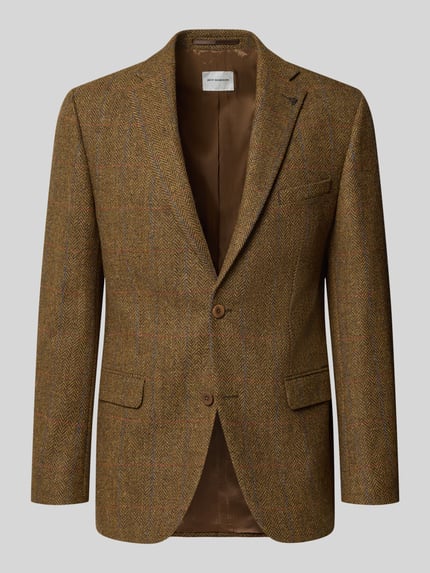 Productfoto, Slim Fit 2-knoops colbert uit zuivere scheerwol van ROY ROBSON, bruin visgraatpatroon, reverskraag, klepzakken, Heren, ruglengte 80 cm, schouderbreedte 41 cm, mouwlengte 67 cm