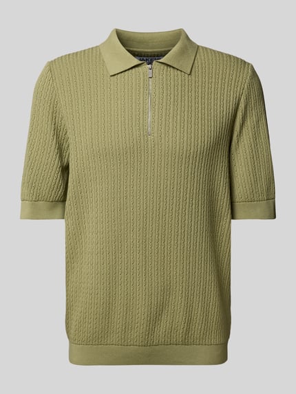 Jake*s Studio Men Regular Fit Poloshirt mit Zopfmuster Hellgruen 2