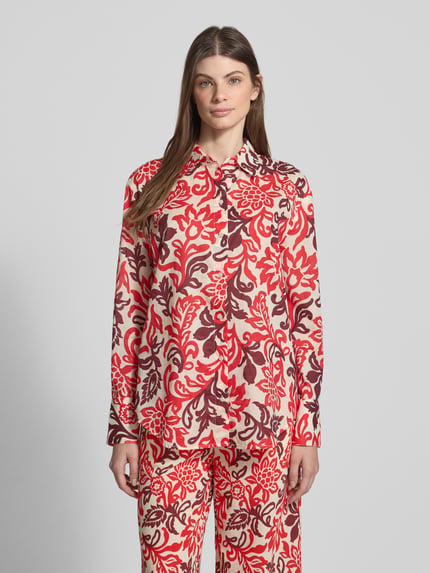 MANGO Regular Fit Bluse im Allover-Look Modell 'JULIA' Rot 4