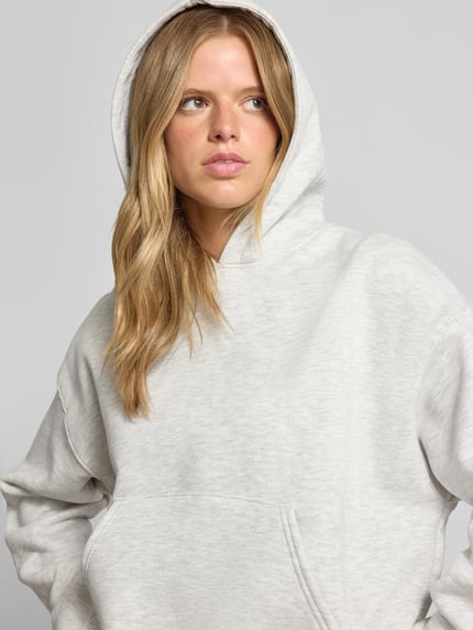 Gina Tricot Relaxed Fit Hoodie aus Baumwoll-Mix Modell 'Iconic' Hellgrau Melange 3