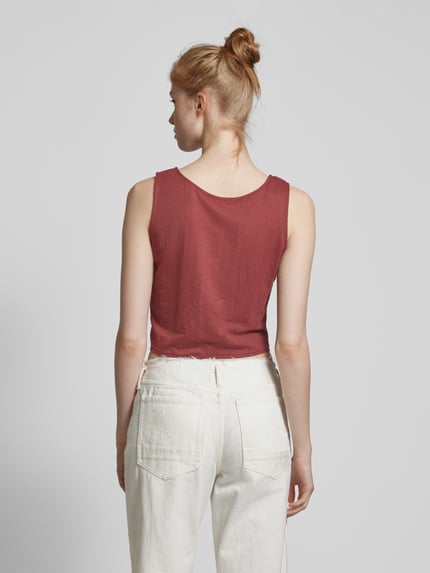 PIECES Korte blousetop met plooien, model 'KINDA' Donkerrood - 5