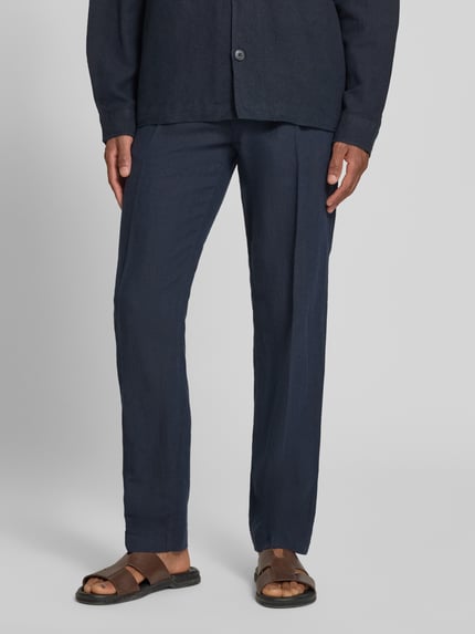 Selected Straight Leg Leinenhose mit Tunnelzug Modell 'LEROY' Dunkelblau 4