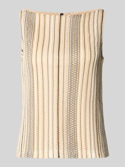 Productfoto, Regular Fit Tank Top met all-over structuurpatroon model 'DEMI' van Vero Moda, gestreept, zandkleurig, U-boothals, brede bandjes