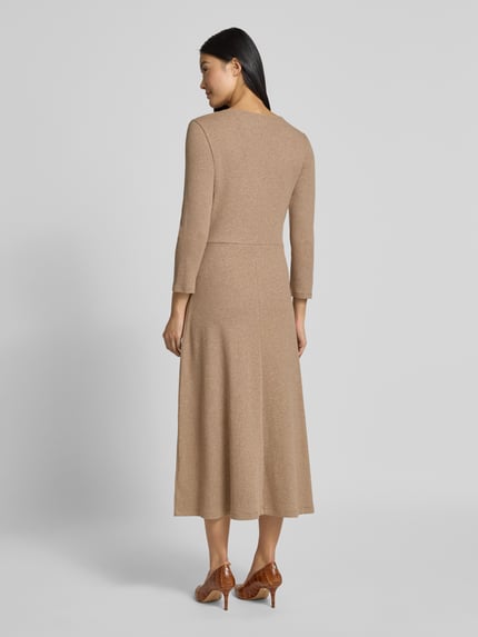 Lauren Ralph Lauren Midikleid mit Rundhalsausschnitt und 3/4-Arm Beige 5