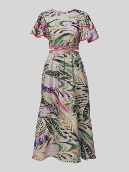 SWING Tailliertes Maxikleid aus reinem Leinen Gruen 2