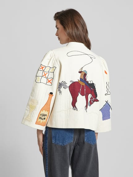 STELLA NOVA Blazer mit Motiv-Stitching Modell 'Polina' Offwhite 5