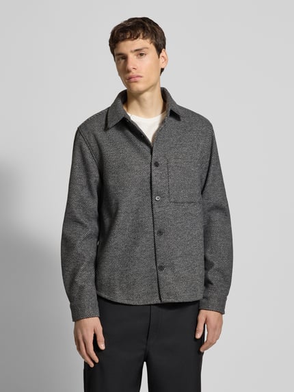 ONLY & SONS Regular Fit Hemdjacke mit Streifenmuster Modell 'MICAH' Mittelgrau Melange 4