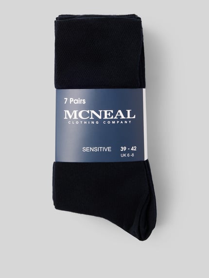 Produktfoto, Socken aus elastischem Baumwoll-Mix von MCNEAL im unifarbenen Look mit elastischem Rippenbündchen, 7er-Pack, neutrale Struktur